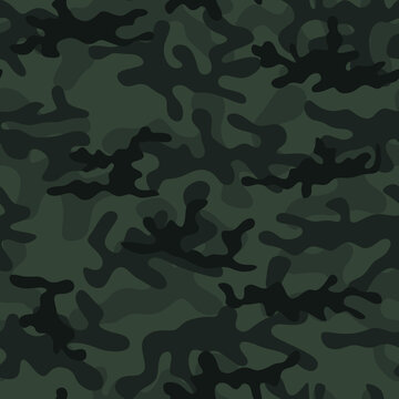 Seamless camouflage in black. Military pattern. Vector.
