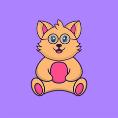 Fototapeta premium Cute cat is sitting. Animal cartoon concept isolated. Can used for t-shirt, greeting card, invitation card or mascot. Flat Cartoon Style