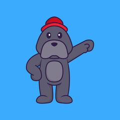 Cute dog hero. Animal cartoon concept isolated. Can used for t-shirt, greeting card, invitation card or mascot. Flat Cartoon Style