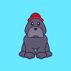 Cute dog is sitting. Animal cartoon concept isolated. Can used for t-shirt, greeting card, invitation card or mascot. Flat Cartoon Style