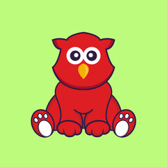 Cute bird is sitting. Animal cartoon concept isolated. Can used for t-shirt, greeting card, invitation card or mascot. Flat Cartoon Style
