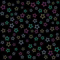 Fototapeta na wymiar Vector seamless pattern colorful stars on black background
