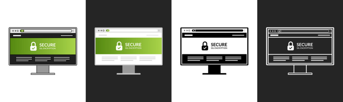 Modern display and screen with encryption ssl website
