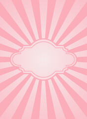 Naklejka premium Sunlight retro faded background with vintage frame for text. Pink color burst background.