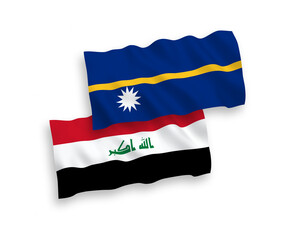 Flags of Republic of Nauru and Iraq on a white background