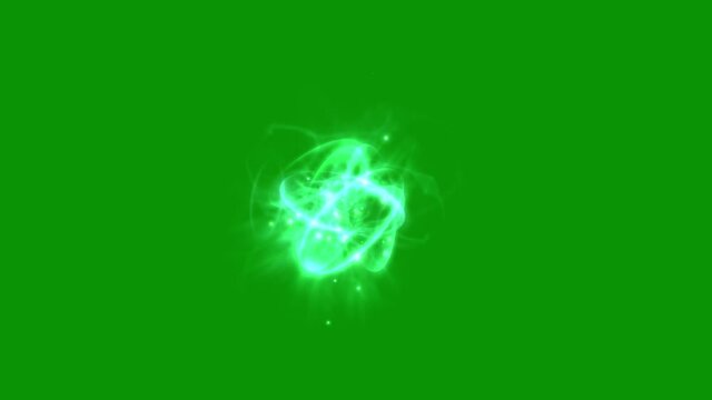 Atomic energy motion graphics with green screen background
