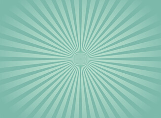 Sunlight wide retro faded background. Turquoise and blue color burst wallpaper. Fantasy Vector illustration.
