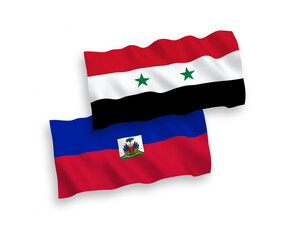 Fototapeta premium Flags of Republic of Haiti and Syria on a white background