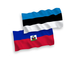 Flags of Republic of Haiti and Estonia on a white background