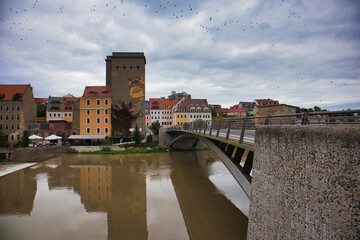 Altstadt Brücke Görlitz mit Blick nach Polen, Sachsen, Grenze Deutschland, Neiße