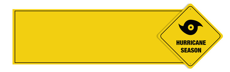 Hurricane season banner with sign. Copy space.