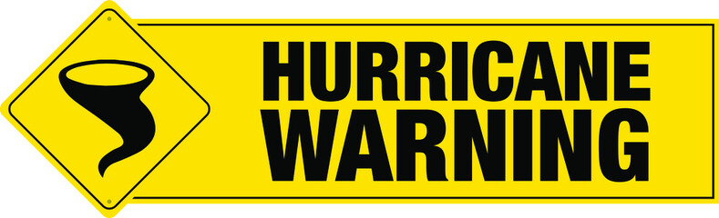 Hurricane warning banner with sign. Vector. 