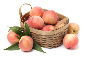 ripe peach on white background