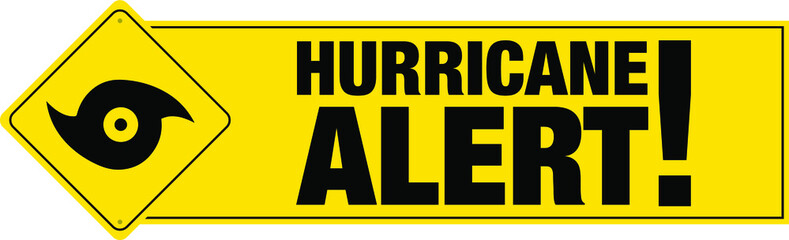 Hurricane alert banner with sign. Vector. 