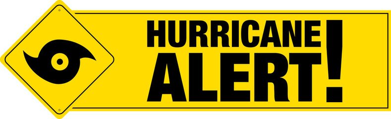 Hurricane alert banner with sign.