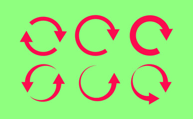 Set of circular arrows of red color. Isolated. Vector. Update icon.