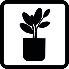 Icon of a plant with square frame. Flat and modern design. Vector.