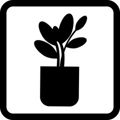 Icon of a plant with square frame. Flat and modern design.