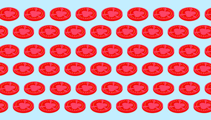 Tomato slices background. Vector. Isometric.