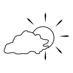 Cloud with the sun behind vector icon