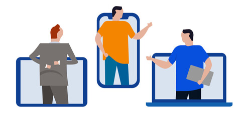 unified communication team remote working video conferencing distance learning collaboration through device gadget talk