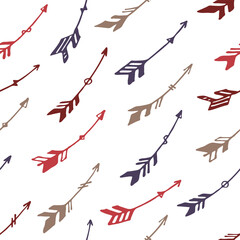 Cute boho arrows graphic seamless pattern. Ethnic navajo design. Indigenous american theme. Hand