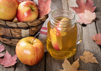 Glass of Apple Juice and Fresh Apples