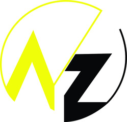 black and yellow elliptical Stylish and elegant letter AZ logo for company name or initial 