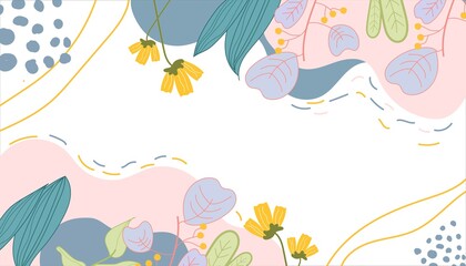 floral hand drawing abstract design for cover, magazine, brochure. retro 80s style. vector illustration