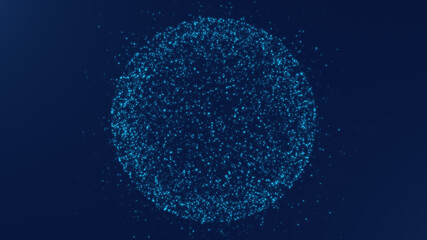Blue particle globe particle technology background 