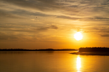 sunset over the lake