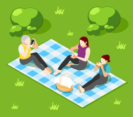 Family Picnic Colored Background