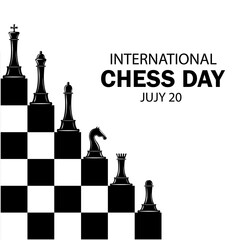 Black and white vector design for International Chess Day 20 July.