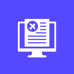 flight documents online icon with computer