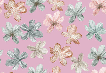 Vintage style floral seamless pattern design, flowers repeating background for web and print