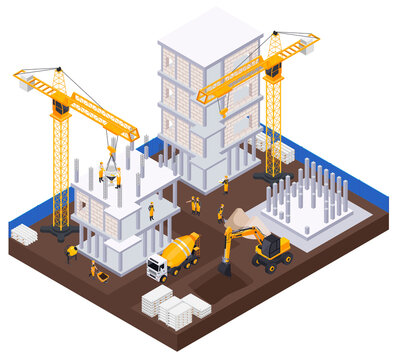 Construction Industry Isometric Concept