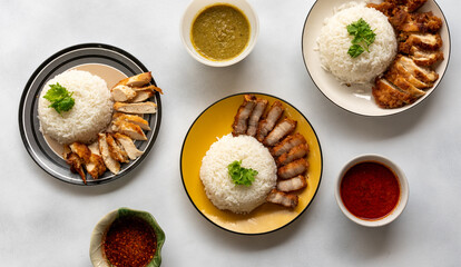 Thai Food, Pork and Chicken Rice Dishes 
