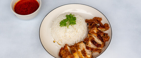 Thai Food, Pork and Chicken Rice Dishes 