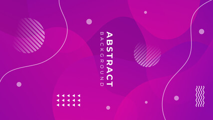 Modern pink purple abstract background with wave, geometric shapes, dot, lines and square shape gradation color in Memphis style. Suit for presentation design, banner,  wallpaper, web and much more.