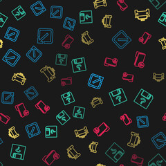 Set line Open in new window, Unknown document, Taxi car and directory on seamless pattern. Vector