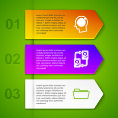 Set line Head hunting concept, Data exchange with hhd, Folder and Car sharing. Business infographic template. Vector