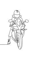 Fototapeta premium One continuous line drawing, teenager driving