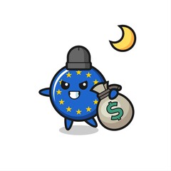 Illustration of europe flag badge cartoon is stolen the money