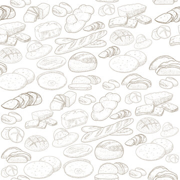 Set of natural elements of bread sketch vector illustration