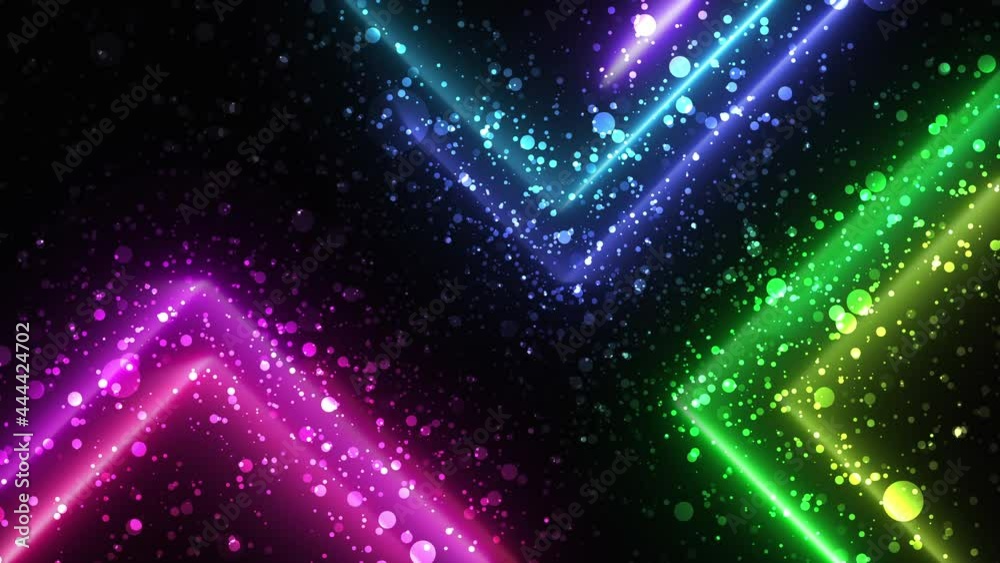 Canvas Prints blue red and green neon blur path with particles background