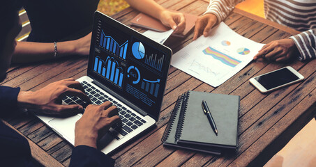 Business visual data analyzing technology by creative computer software . Concept of digital data...