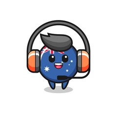 Cartoon mascot of australia flag badge as a customer service