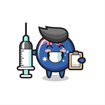 Mascot Illustration Of Australia Flag Badge As A Doctor