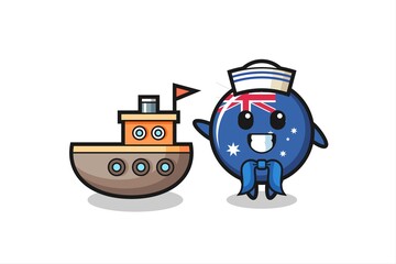 Fototapeta premium Character mascot of australia flag badge as a sailor man