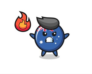 australia flag badge character cartoon with angry gesture